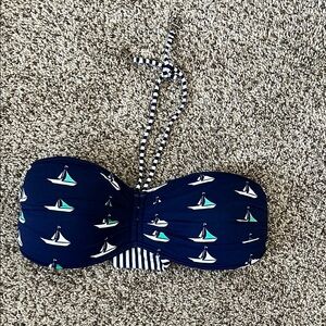 Navy Sailboat Print Bikini Top